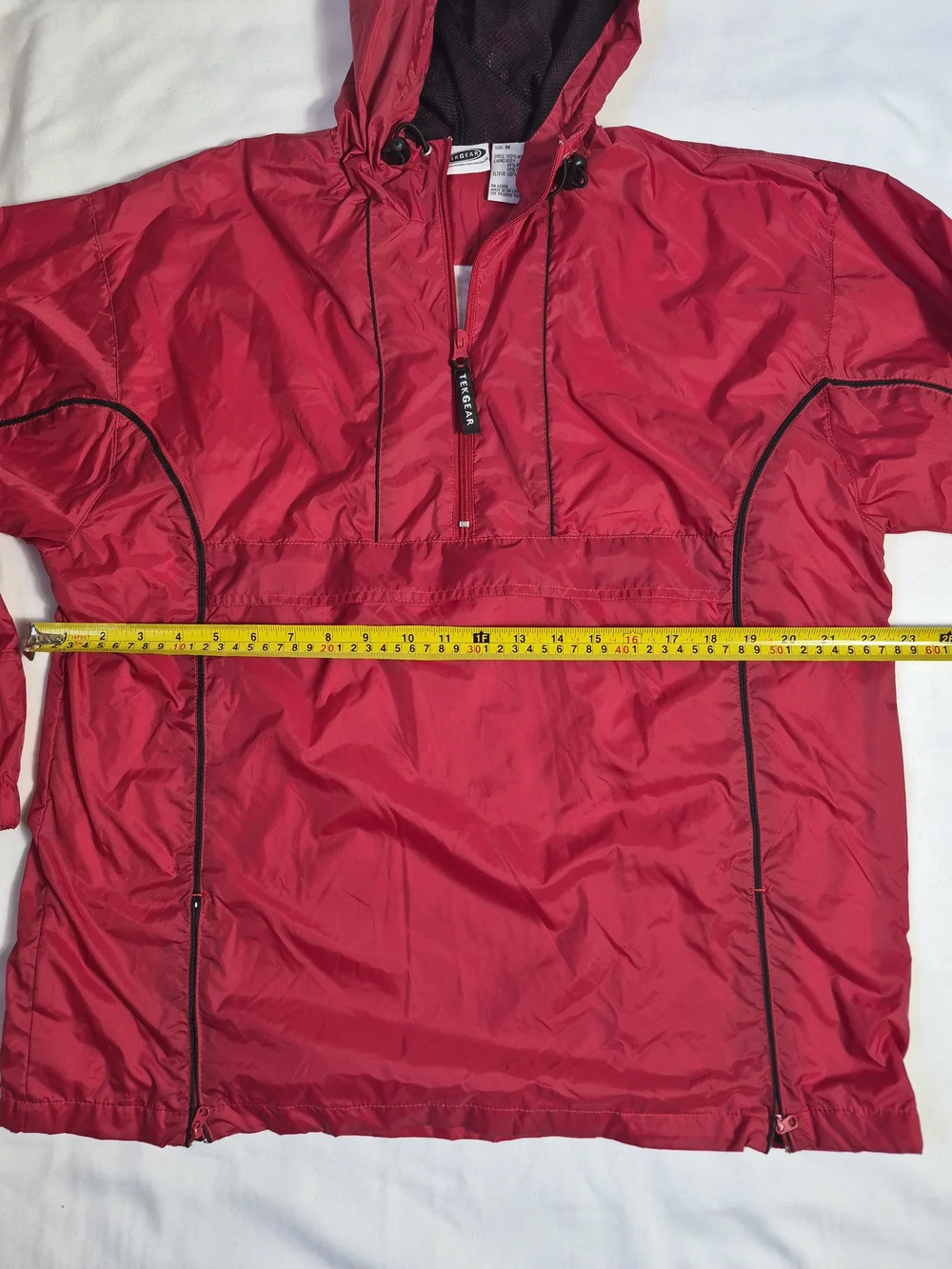 Vintage Tek JEAR Anorak Windbreaker Nylon Sz M Lightweight Red hooded Half Zip